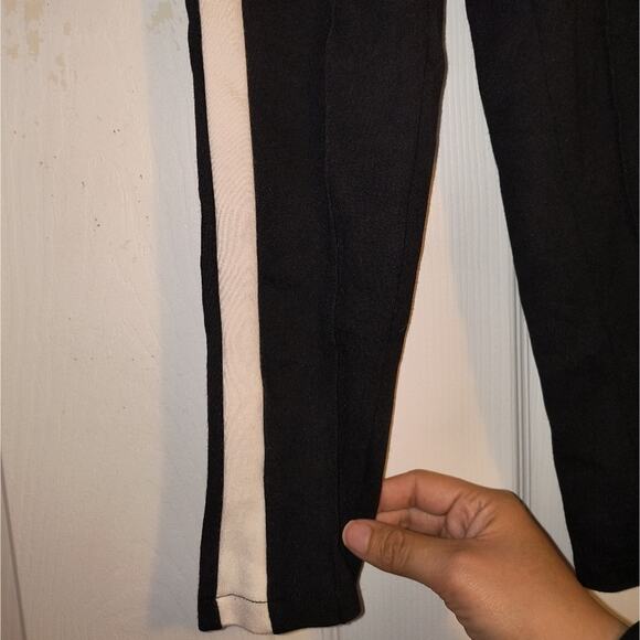 Zara Kids Black Viscose Straight Leg Ponte Trousers Pants White Side Stripes 6 - Picture 6 of 8